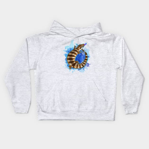 Blue Tongue Skink • Watercolor Art Kids Hoodie by FalconArt